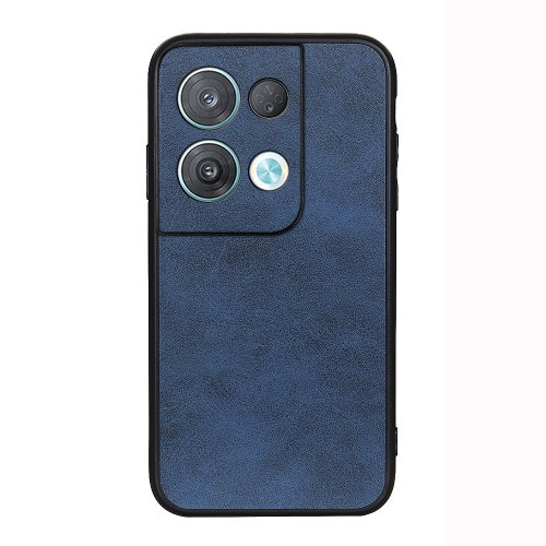 

For OPPO Reno8 Pro+ Accurate Hole Two-color Calf Texture PU Phone Case(Blue)
