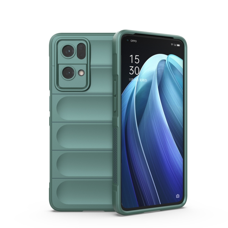 

For OPPO Reno7 Pro 5G Magic Shield TPU + Flannel Phone Case(Dark Green)