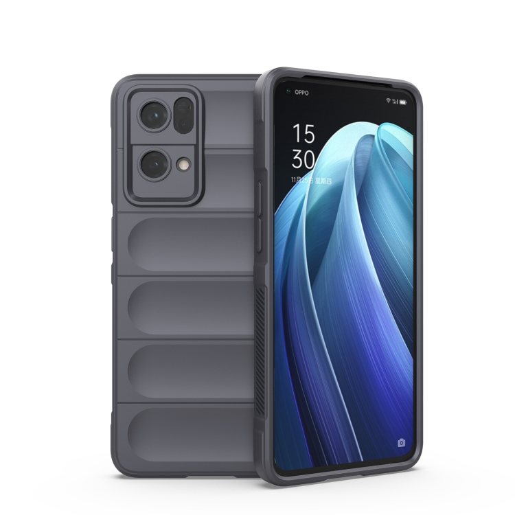 

For OPPO Reno7 Pro 5G Magic Shield TPU + Flannel Phone Case(Dark Blue)