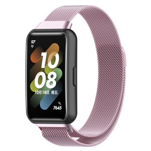 

For Huawei Band 7 / 7 NFC Milan Metal Magnetic Watch Band(Light Pink)