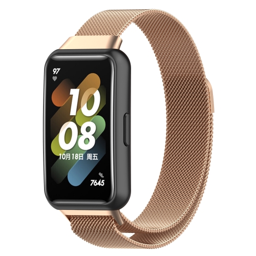 

For Huawei Band 7 / 7 NFC Milan Metal Magnetic Watch Band(Rose Gold)