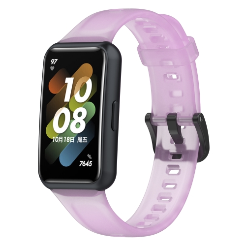 

For Huawei Band 7 / 7 NFC Transparent Silicone Watch Band(Purple)