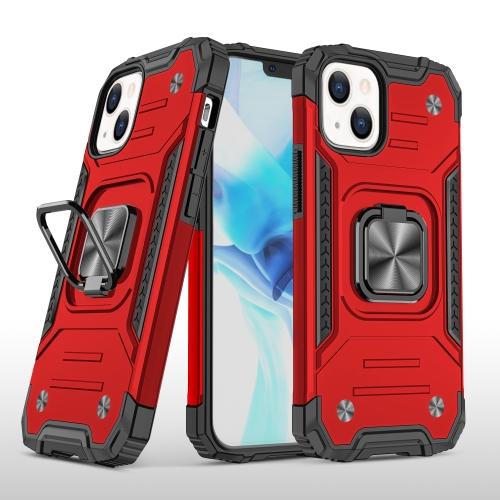 

Magnetic Armor TPU + PC Ring Holder Phone Case For iPhone 14 Max (Red)