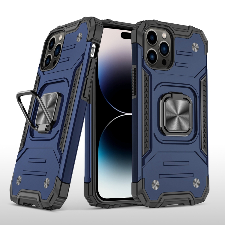 

For iPhone 14 Pro Max Magnetic Armor TPU + PC Ring Holder Phone Case (Blue)
