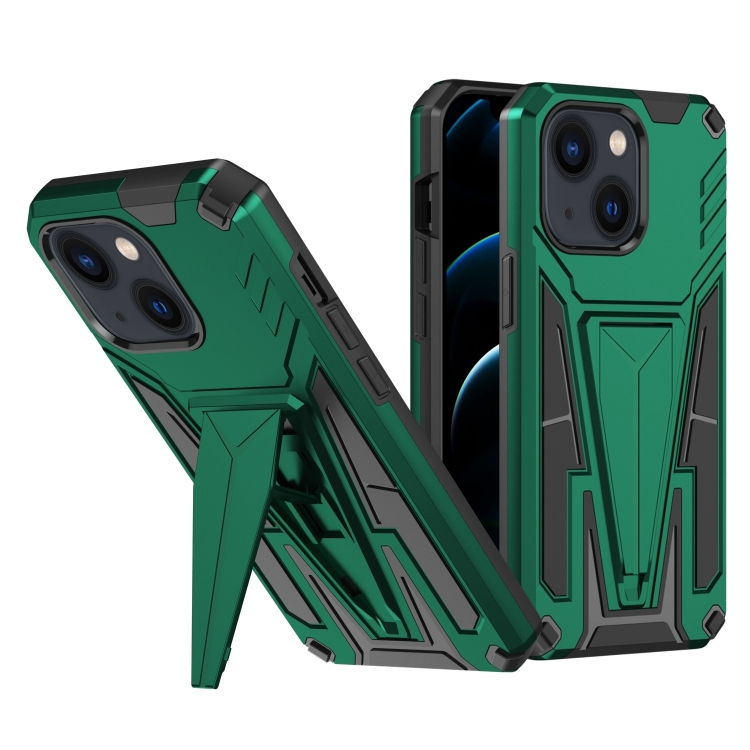 

Super V Armor PC + TPU Holder Phone Case For iPhone 14 (Green)