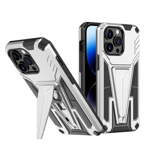 

Super V Armor PC + TPU Holder Phone Case For iPhone 14 Pro, Small Quantity Recommended Before iPhone 14 Launching(Silver)