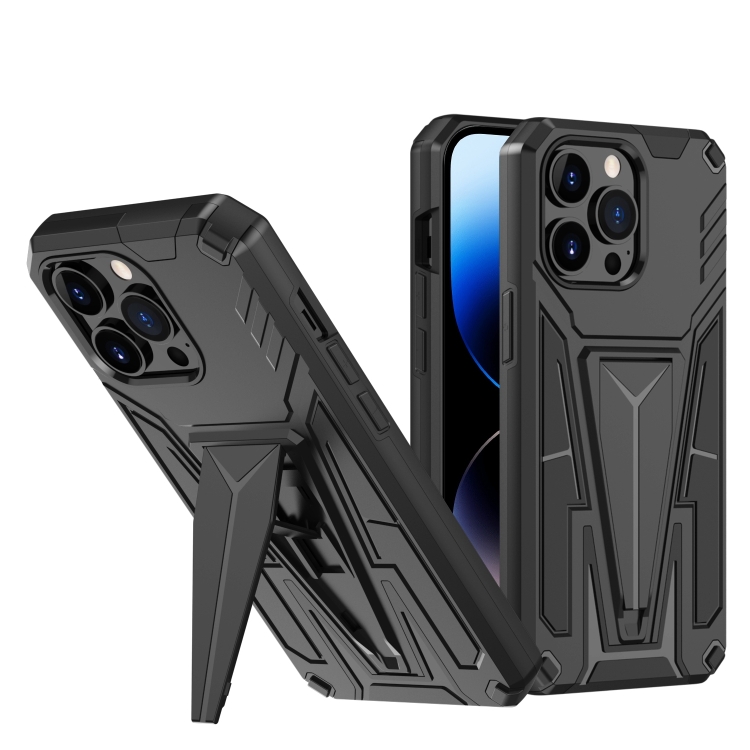 

Super V Armor PC + TPU Holder Phone Case For iPhone 14 Pro Max (Black)