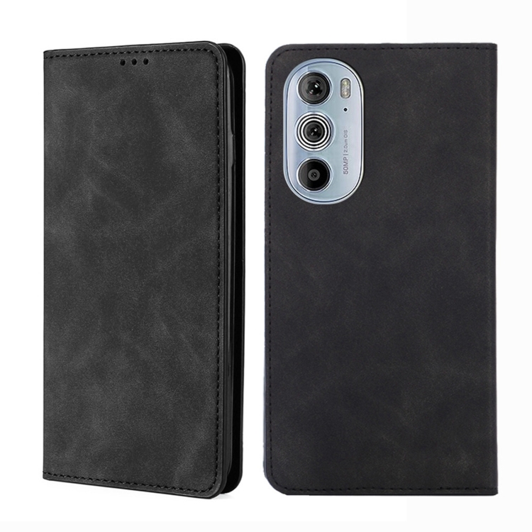 

For Motorola Moto Edge+ 2022/Edge 30 Pro Skin Feel Magnetic Horizontal Flip Leather Phone Case(Black)