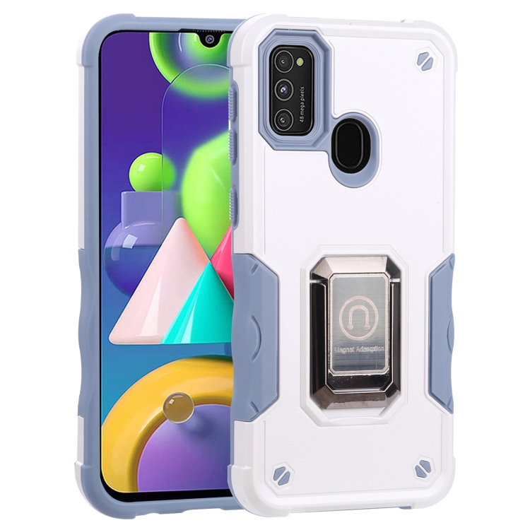 

For Samsung Galaxy M21s / M30s Ring Holder Non-slip Shockproof Armor Phone Case(White)