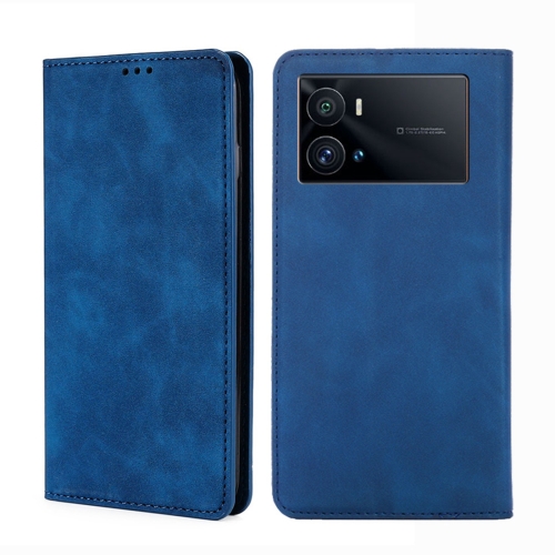

For vivo iQOO 9 Pro 5G Skin Feel Magnetic Horizontal Flip Leather Phone Case(Blue)