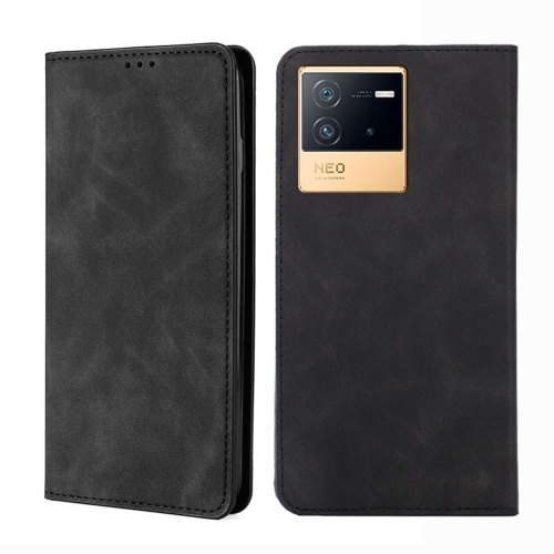 

For vivo iQOO Neo6 5G Skin Feel Magnetic Horizontal Flip Leather Phone Case(Black)