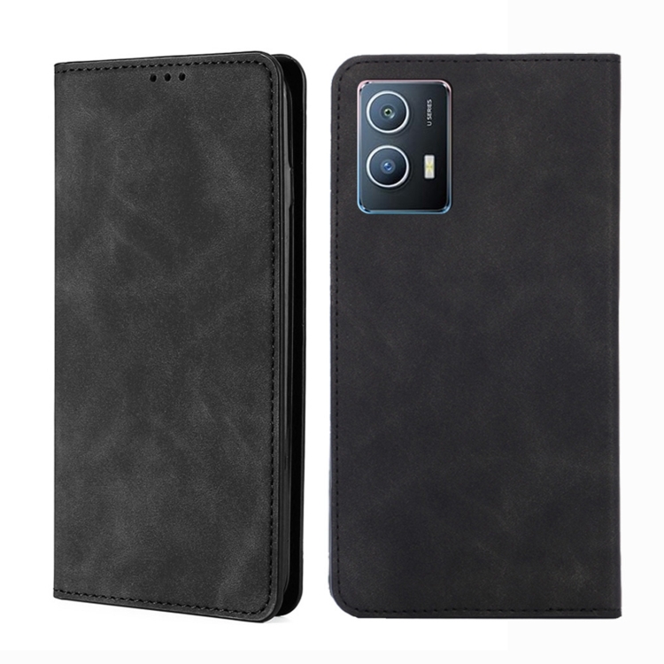

For vivo iQOO U5 5G Skin Feel Magnetic Horizontal Flip Leather Phone Case(Black)