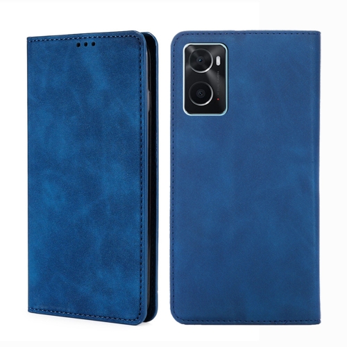 

For OPPO A36 4G/A76 4G Global Skin Feel Magnetic Horizontal Flip Leather Phone Case(Blue)