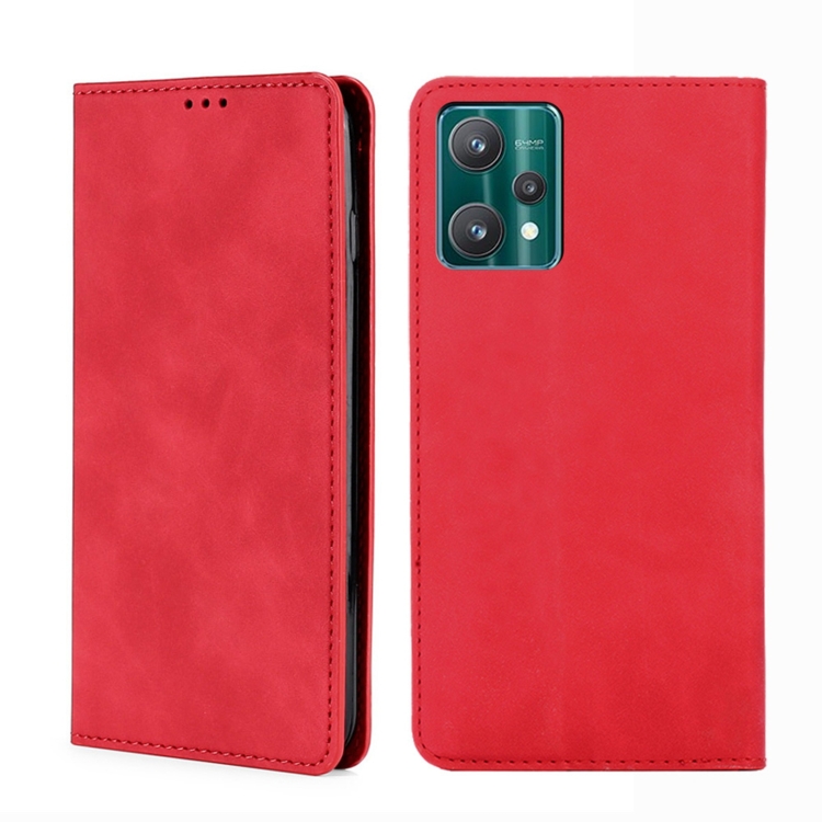 

For OPPO Realme 9 Pro Skin Feel Magnetic Horizontal Flip Leather Phone Case(Red)