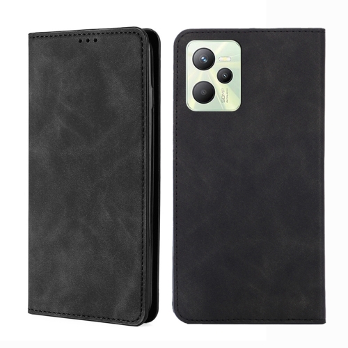 

For OPPO Realme C35 Skin Feel Magnetic Horizontal Flip Leather Phone Case(Black)