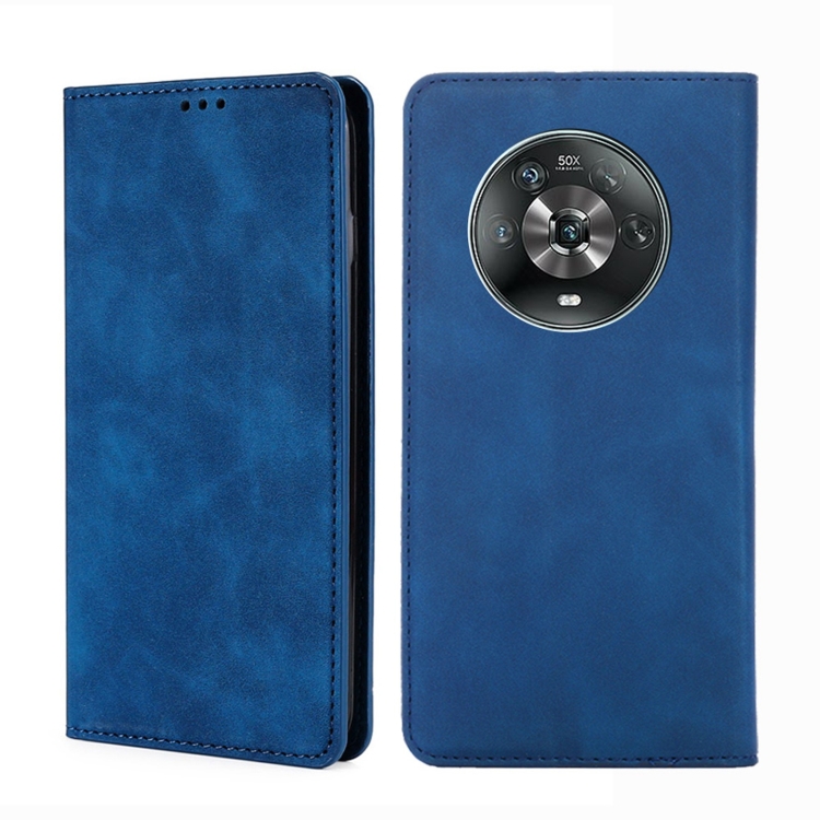 

For Honor Magic4 Skin Feel Magnetic Horizontal Flip Leather Phone Case(Blue)