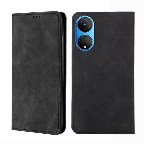 

For Honor X7 4G Skin Feel Magnetic Horizontal Flip Leather Phone Case(Black)