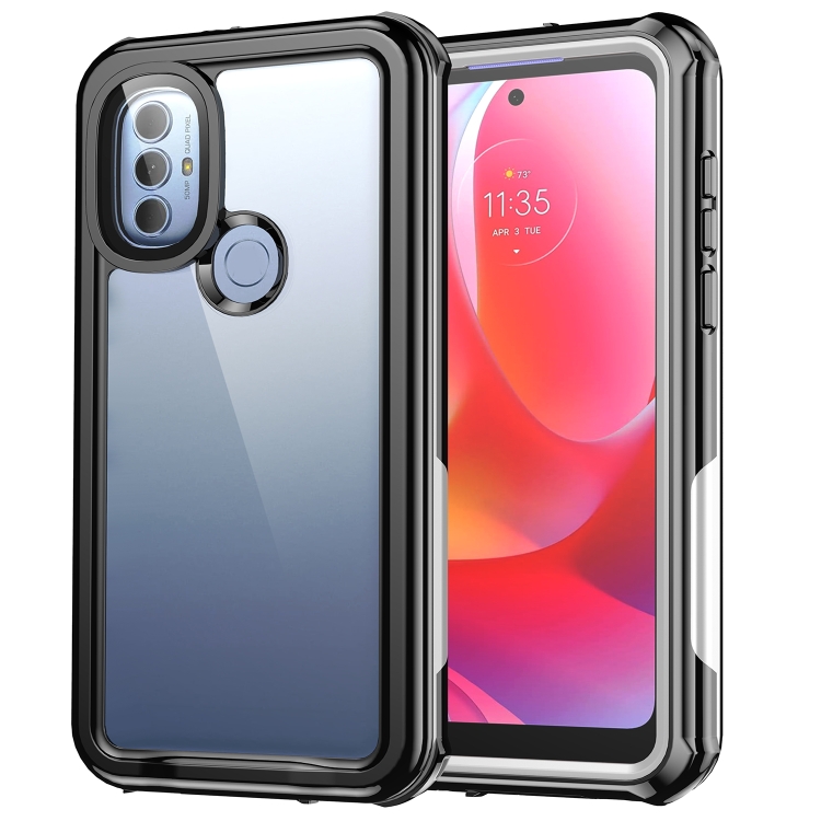 

For Motorola Moto G Power 2022 Life Waterproof Dustproof Shockproof Transparent Acrylic Protective Phone Case(Black)