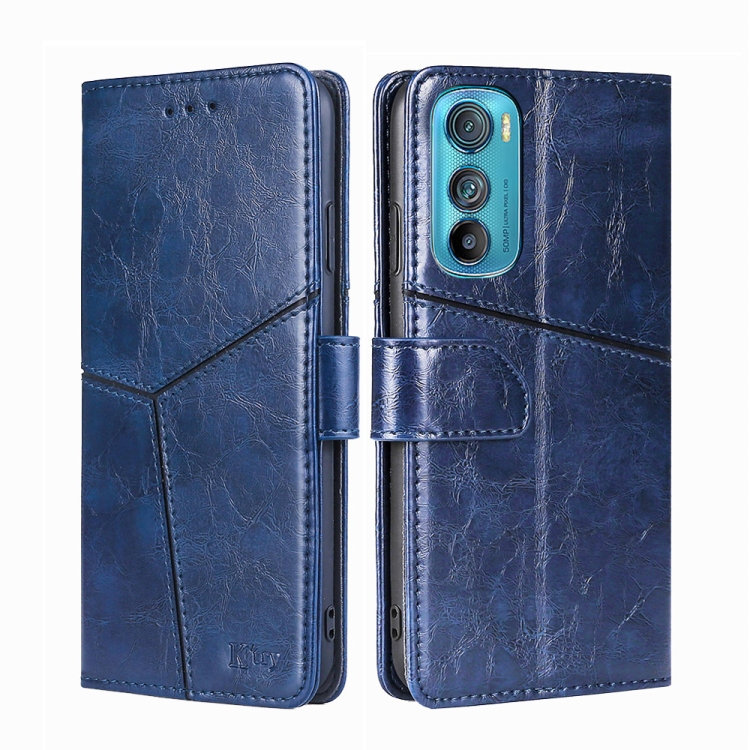 

For Motorola Edge 30 Geometric Stitching Horizontal Flip Leather Phone Case(Blue)