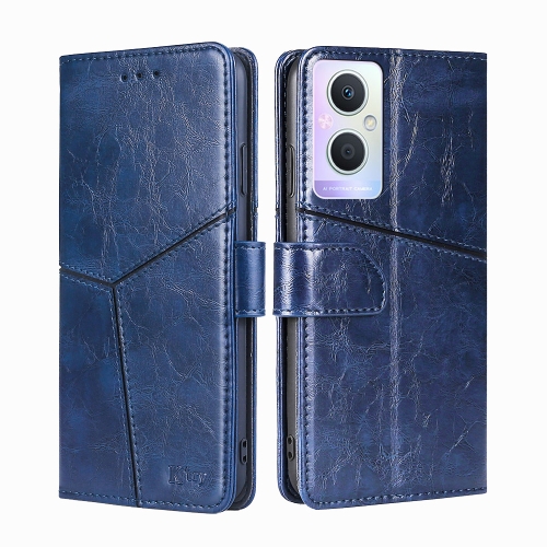 

For OPPO A96 5G Geometric Stitching Horizontal Flip Leather Phone Case(Blue)