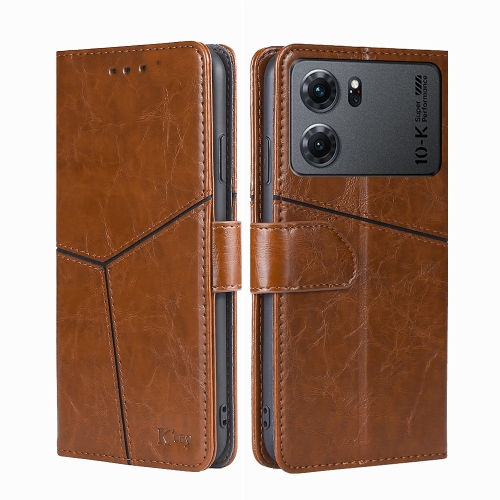 

For OPPO K10 5G Geometric Stitching Horizontal Flip Leather Phone Case(Light Brown)