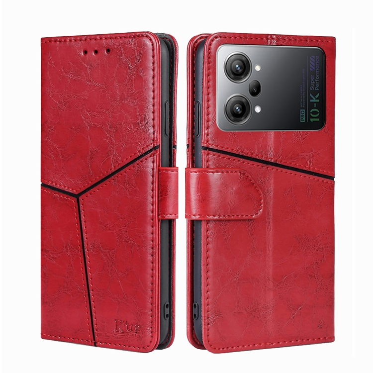 

For OPPO K10 Pro 5G Geometric Stitching Horizontal Flip Leather Phone Case(Red)
