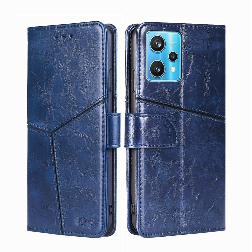 

For OPPO Realme 9 Pro+ Geometric Stitching Horizontal Flip Leather Phone Case(Blue)