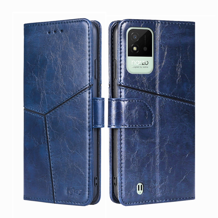

For OPPO Realme Narzo 50i Geometric Stitching Horizontal Flip Leather Phone Case(Blue)