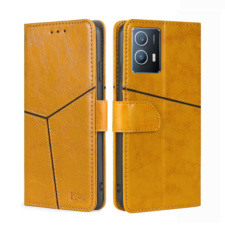 

For vivo iQOO U5 5G Geometric Stitching Horizontal Flip Leather Phone Case(Yellow)