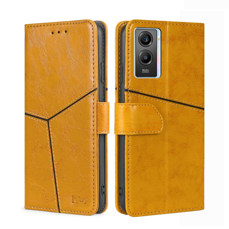 

For vivo Y55S 5G Geometric Stitching Horizontal Flip Leather Phone Case(Yellow)