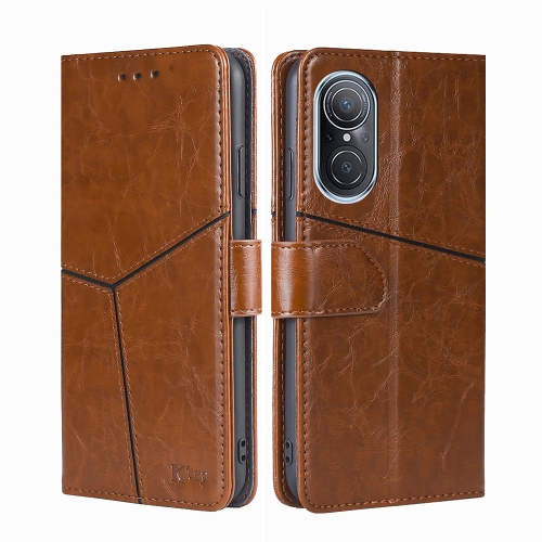 

For Huawei Nova 9 SE 4G Geometric Stitching Horizontal Flip Leather Phone Case(Light Brown)