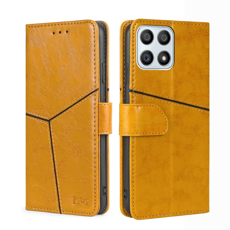 

For Honor X30i Geometric Stitching Horizontal Flip Leather Phone Case(Yellow)