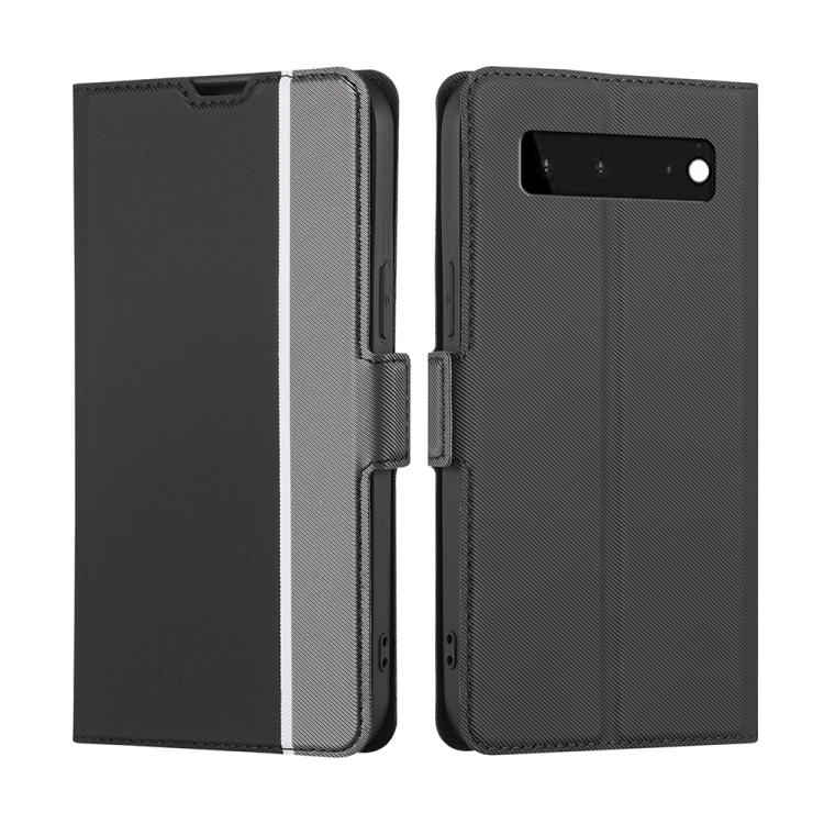 

For Google Pixel 6 Twill Texture Side Button Leather Phone Case(Black)