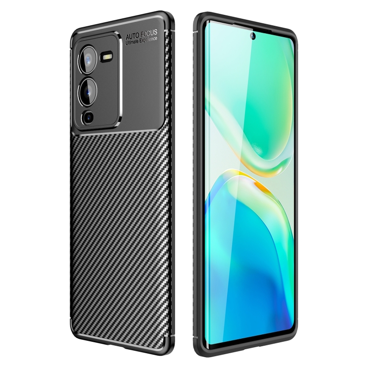 

For vivo S15 Pro Carbon Fiber Texture Shockproof TPU Phone Case(Black)