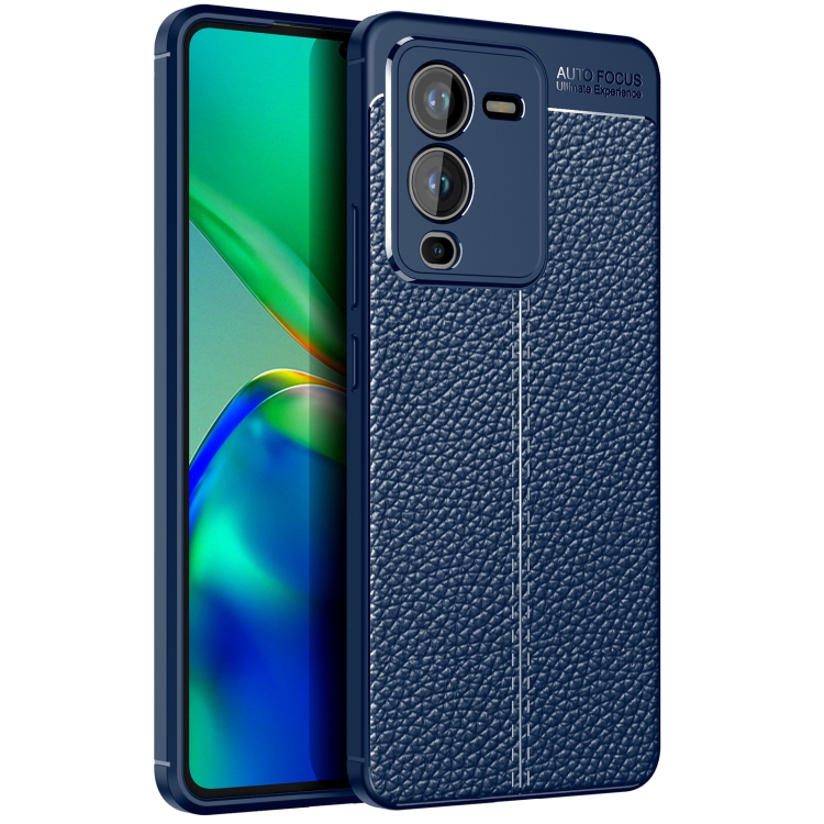 

For vivo S15 Litchi Texture TPU Shockproof Phone Case(Blue)