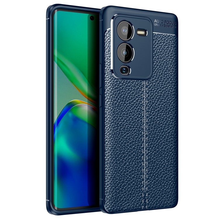 

For vivo S15 Pro Litchi Texture TPU Shockproof Phone Case(Blue)
