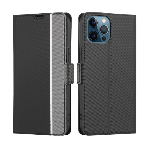 

Twill Texture Side Button Leather Phone Case For iPhone 12 Pro Max(Black)
