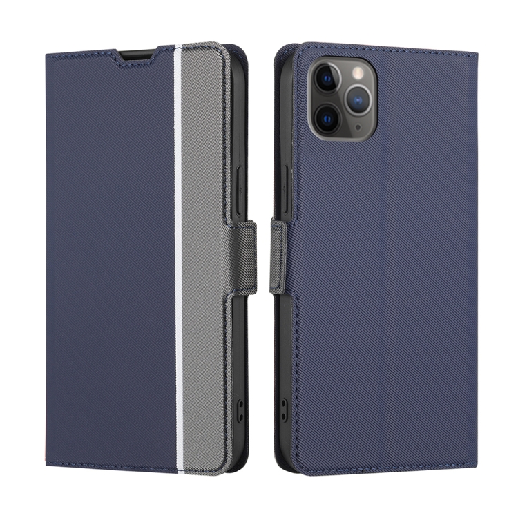 

Twill Texture Side Button Leather Phone Case For iPhone 11 Pro(Blue)