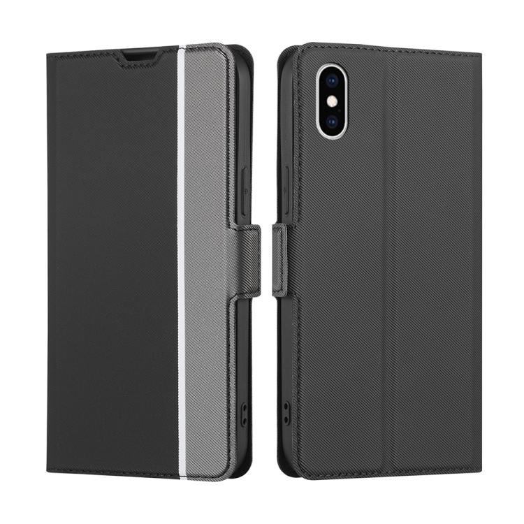 

Twill Texture Side Button Leather Phone Case For iPhone X / XS(Black)