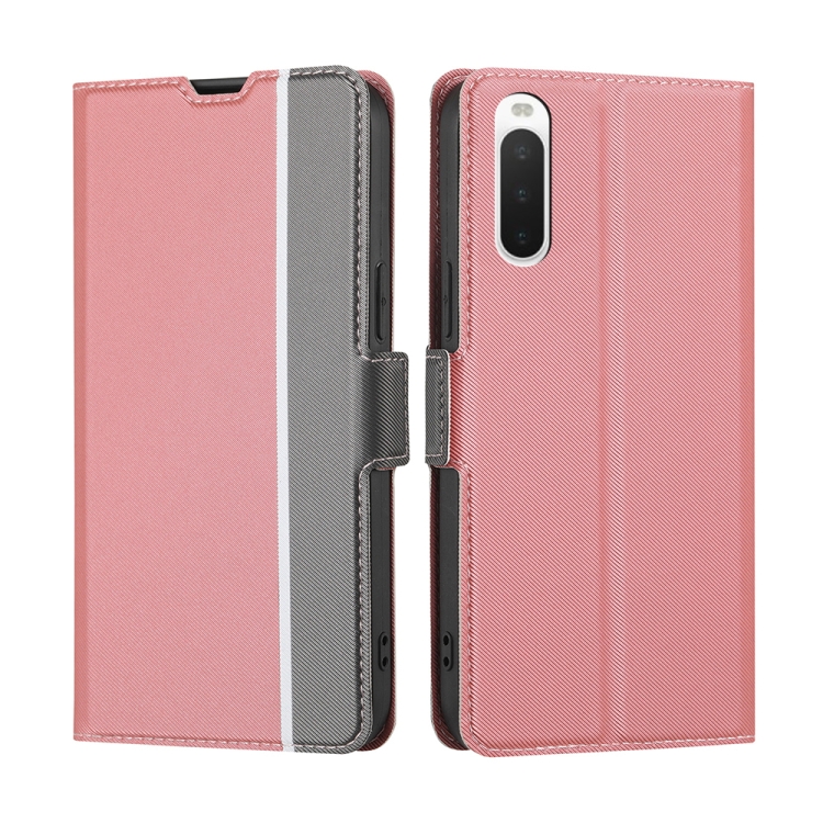 

For Sony Xperia 10 IV Twill Texture Side Button Leather Phone Case(Pink)