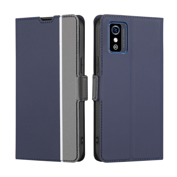 

For ZTE Blade L9 Twill Texture Side Button Leather Phone Case(Blue)