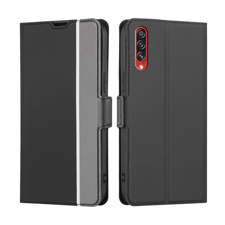 

For Samsung Galaxy A70s Twill Texture Side Button Leather Phone Case(Black)