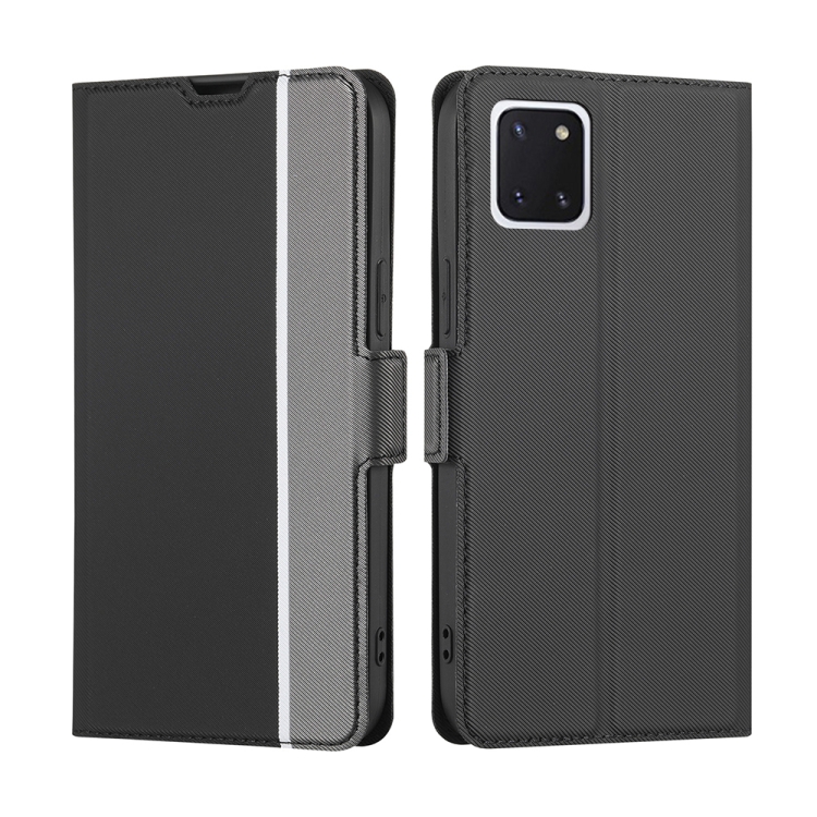 

For Samsung Galaxy A81 Twill Texture Side Button Leather Phone Case(Black)