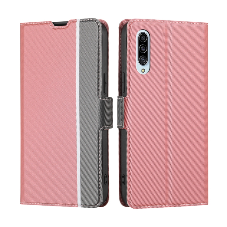 

For Samsung Galaxy A90 5G Twill Texture Side Button Leather Phone Case(Pink)