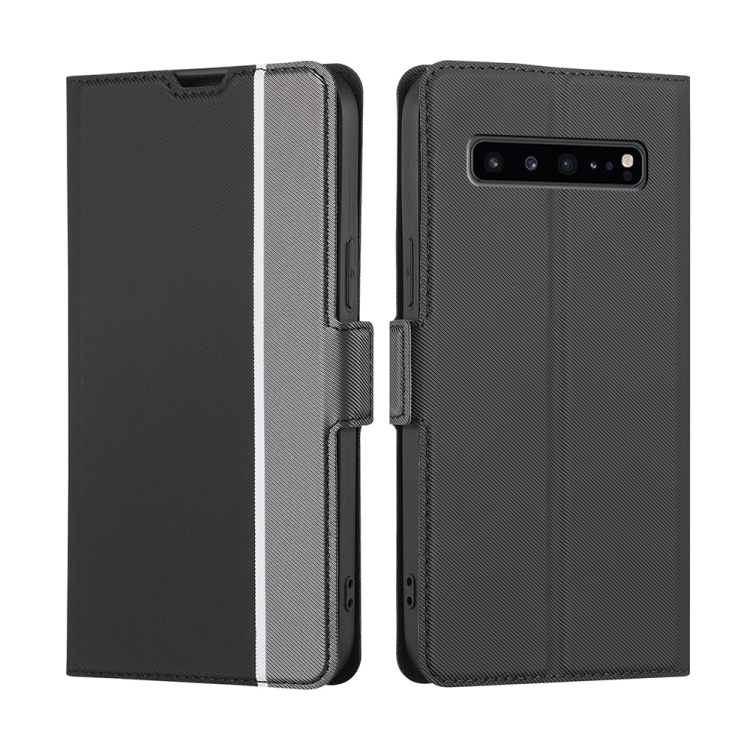 

For Samsung Galaxy S10 5G Twill Texture Side Button Leather Phone Case(Black)