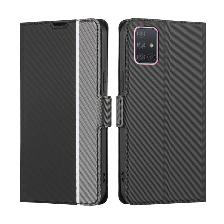 

For Samsung Galaxy A71 Twill Texture Side Button Leather Phone Case(Black)