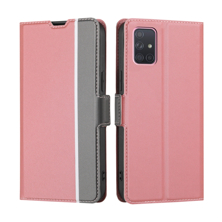 For Samsung Galaxy A71 Twill Texture Side Button Leather Phone