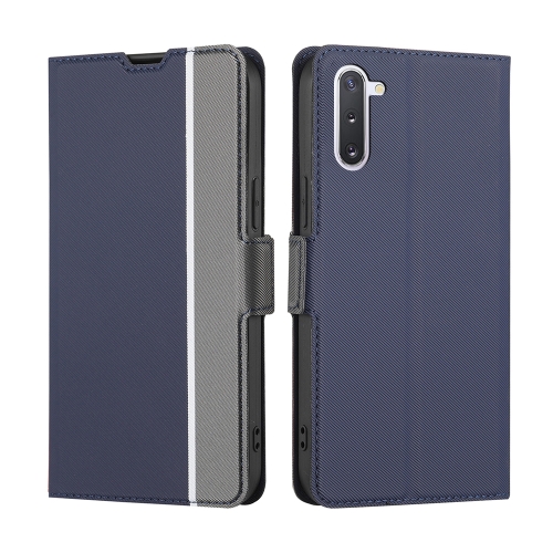 

For Samsung Galaxy Note10 Twill Texture Side Button Leather Phone Case(Blue)