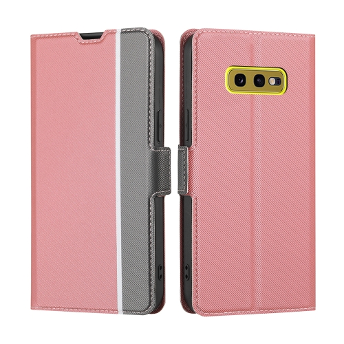 

For Samsung Galaxy S10e Twill Texture Side Button Leather Phone Case(Pink)