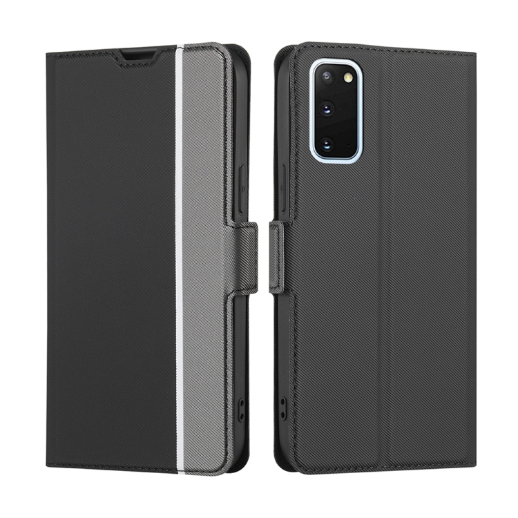 

For Samsung Galaxy S20 Twill Texture Side Button Leather Phone Case(Black)